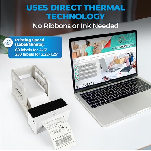 2054N Wireless Shipping Label Printer With Usb And Wireless, For Connect To Bluetooth-Enabled Computer Devices, Support Ios, Android & Windows For 4X6 Direct Thermal Labels (Roll & Fanfold)