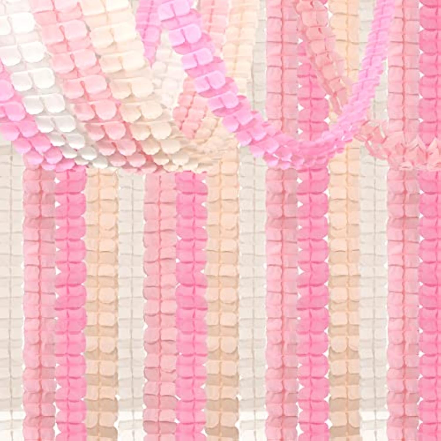 Pink White Peach Streamers Garland 157Ft Four-Leaf Clover Hanging Party Decor