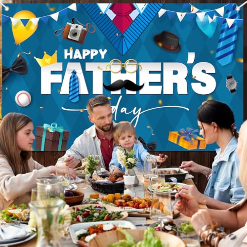Happy Fathers Day Banner Decorations 72 x 43 Inch, Father's Day Backdrop, Happy Fathers Day Banner Party Supplies Background for Fathers Day Family Party Decor