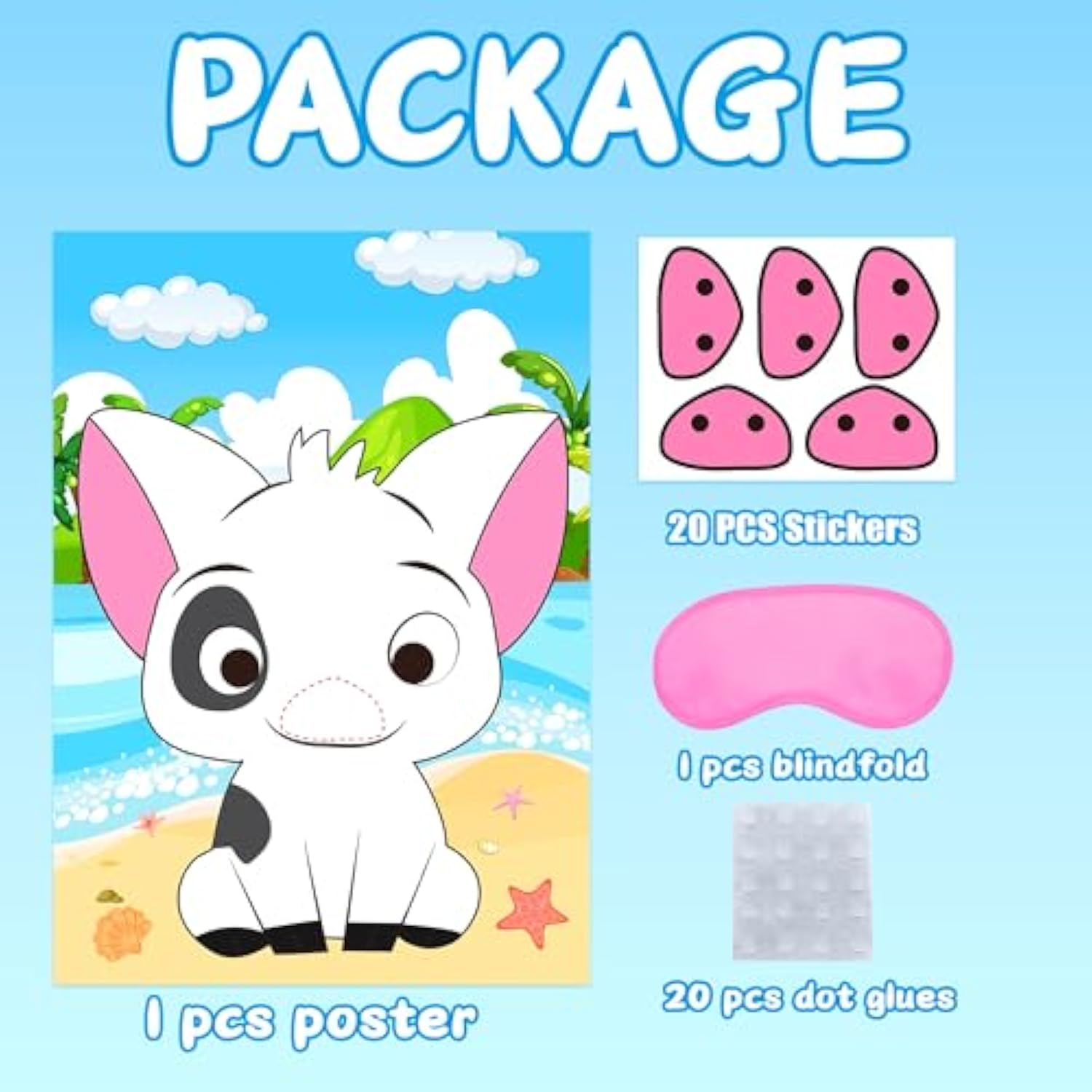 Mona Party Decorations Pin The Nose On The Pig Pin Game For Kids Mona Birthday Party Favors Pig Poster Decorations