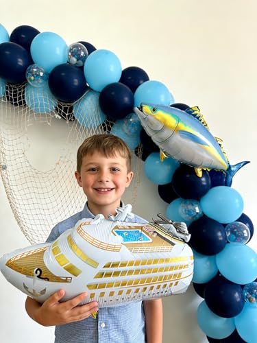 2PCS Cruise Ship Foil Balloons, Ocean Boat Yacht Balloons Yacht Rock Party Decorations Nautical Cruise Birthday Decoration,Retirement,Travel Yacht Party,Boat Birthday Decoration