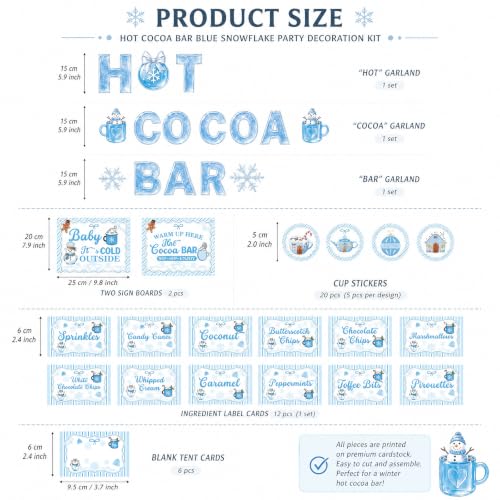 Hot Chocolate Bar Supplies - 43 Pcs Cocoa Christmas Party Decor Kit
