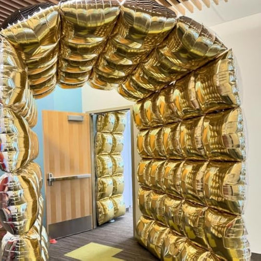 Mylar Gold Square Foil Balloons Wall Tunnel Background Flat Double Sided Metallic Chrome Balloon Arch Garland Kit For New Year'S Eve Birthday Graduation Anniversary Party Backdrop Decorations