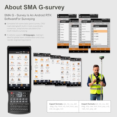 SMA26 Pro RTK GNSS Surveying Equipment, Rover & Base with Collector, Drone Base Station, 4G BT IMU CORS NOAA, 15 km UHF, No Subscription Fee, GPS for