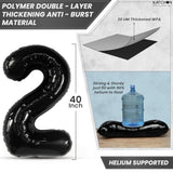 42-Inch Giant Black 2026 Number Balloons Bold NYE Party Decorations