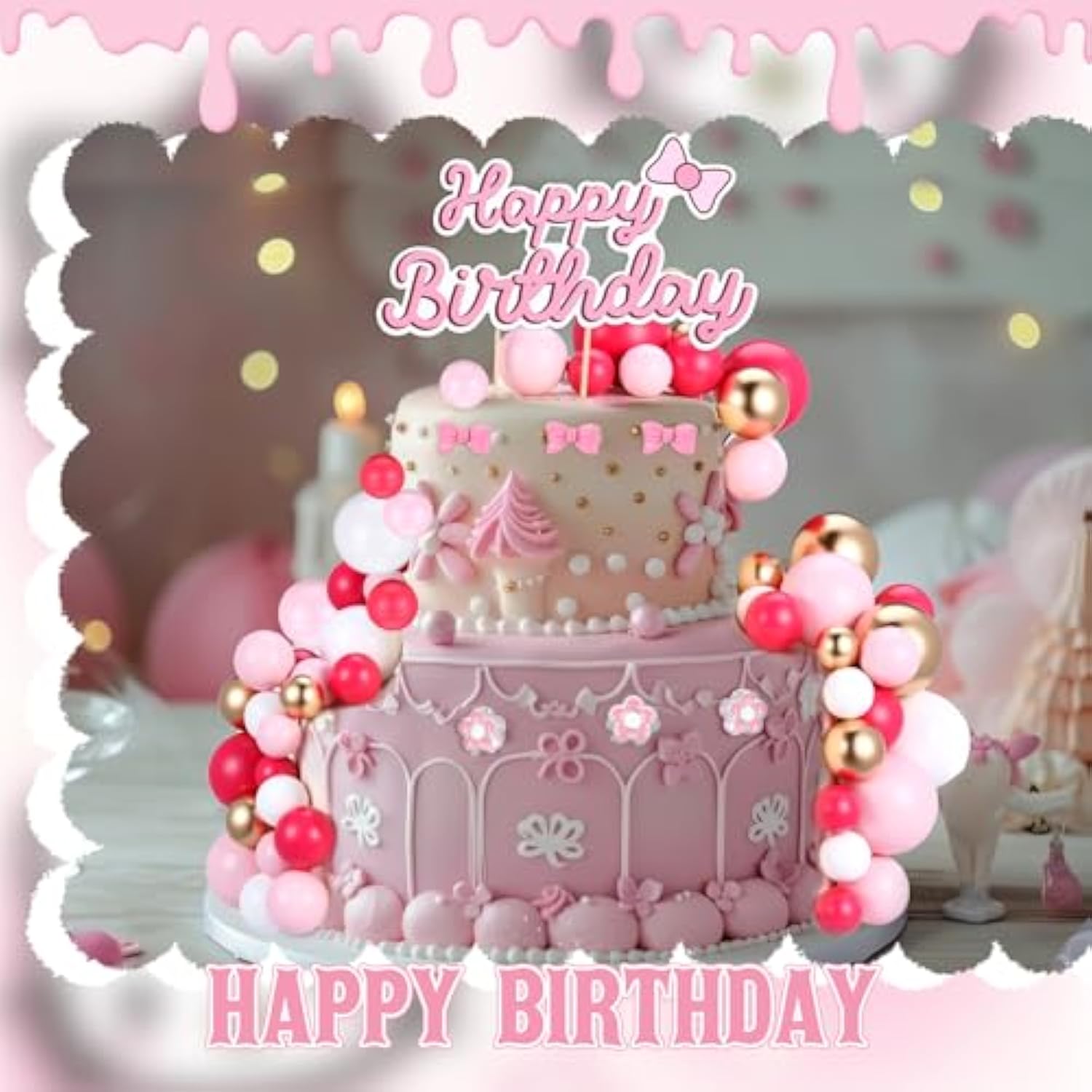 61pcs Cartoon Cat Cake Toppers — Pink Birthday & Baby Shower Party Decor