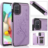 Phone Case For Samsung Galaxy A71 5G With Tempered Glass Screen Protector And Card Holder Wallet Cover Stand Flip Leather Cell Accessories Glaxay A 71 G5 Gaxaly 71A S71 Cases Women Girl Purple