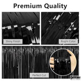 4-Pack Thick Black Tinsel Backdrop 3.2 x 8.2ft Foil Fringe Streamers