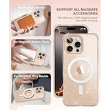For 16 Pro Max Case, Compatible With Magsafe, With 2X Screen Protectors + 2X Camera Lens Protectors, Clear Glitter Sparkly Shockproof Hard Phone Case For Women 6.9", Magnetic Shiny Clear
