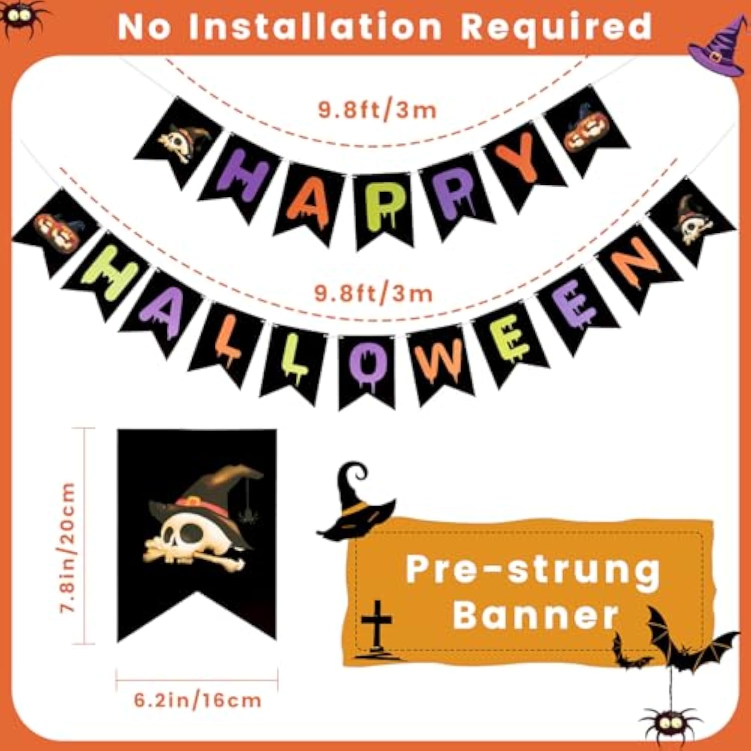 Halloween Pumpkin Banner: Colorful Paper Party Garland