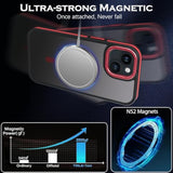 Case For Iphone 14, Iphone 13 Phone Case 6.1-Inch,Magnetic [Compatible With Magsafe] Support Wireless Charging Slim Translucent Matte Men Women Shockproof Protective Back Cover, Black/Red