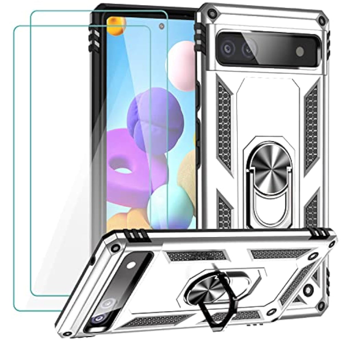 Google Pixel 6a Case with Tempered Glass Screen Protector