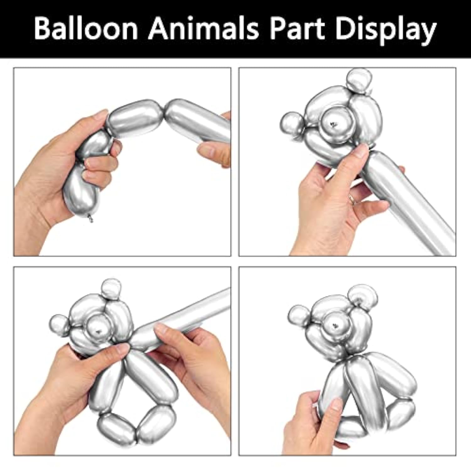 100pcs Silver Metallic 260 Long Balloons DIY Animal Party Decoration