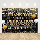 7x5ft We Appreciate You Backdrop Thank You for Your Dedication and Hard Work Photography Background Black Gold Teacher Employee Staff Doctors Nurse Appreciation Week Party Decorations Banner
