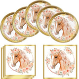 Horse Birthday Party Supplies, 20 Plates And 20 Napkins, Cowgirl Wild Horse Birthday Party Baby Shower Decorations Supplies Paper Plates Napkins For Girls Kids 20 Guests