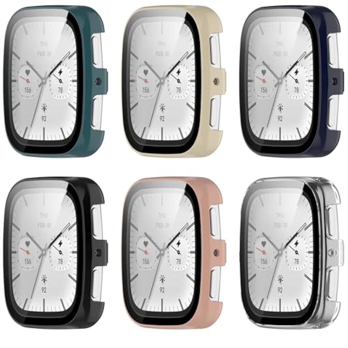 6Pack Compatible With Amazfit Active 2 Square Smartwatch Screen Protector Case Watch Face Cover Full Protection