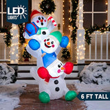 6 Ft Christmas Inflatable Decoration Stacked Snowman With Build-In Leds Blow Up Inflatables For Xmas Party, Home Indoor
