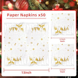 50 Pack Christmas Paper Napkins 6.5'' X 6.5'' Silver Foil Snowflake Disposable Napkins White Beverage Napkins Merry Christmas Elk For Winter Dinner Holiday Lunch Xmas New Year Party Supplies
