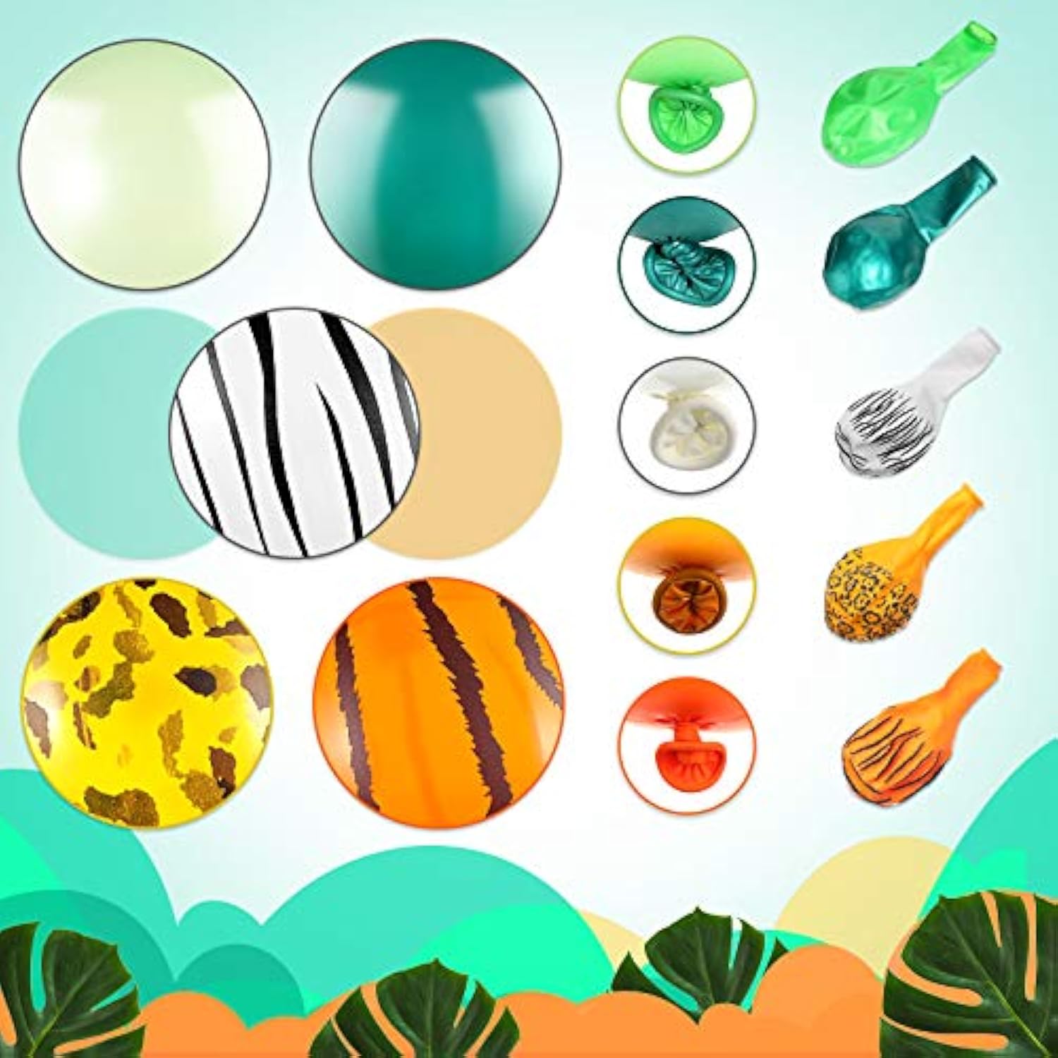 24 Jungle Animal Print Balloons – 12" Safari Party Decorations in Fresh, Wild-Themed Colors