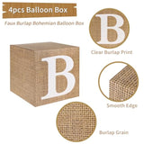 Baby Boxes With Letters For Baby Shower, 4Pcs Rustic Farmhouse Style Boho Balloon Boxes With Burlap Grain For Birthday Gender Reveal Decoration Backdrop Photo Props