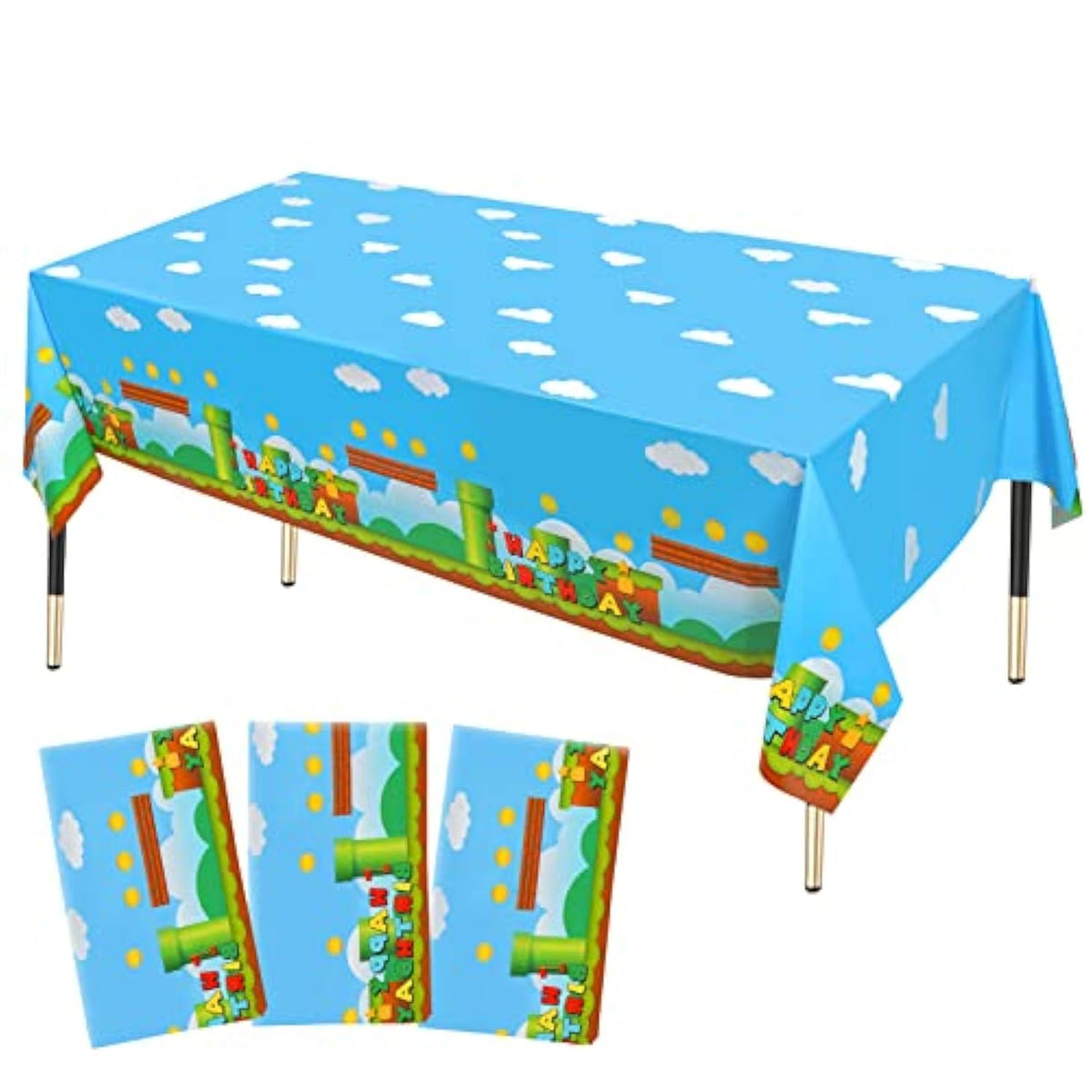 3pcs Gaming Table Covers – Video Game Birthday Party Tablecloths