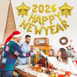 16 Inch 2026 Happy New Year Gold Letter Balloons for Party Decor