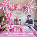 Pink 260 Long Balloons, 100 Pcs Animals Twisting Balloons For Girl Women Birthday Engagement Wedding Baby Shower Princess Theme Party Decor