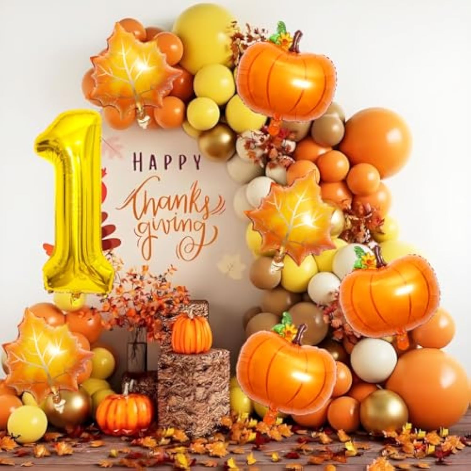 40 Inch Gold Number 1 Foil Balloon Pumpkin Birthday Thanksgiving Party Decor