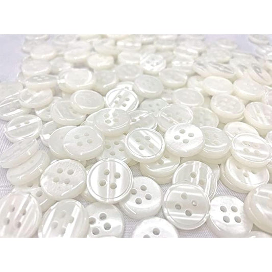 15Mm.(5/8") 4 Holes Off White Color Standard Shirt Buttons Round Flatb