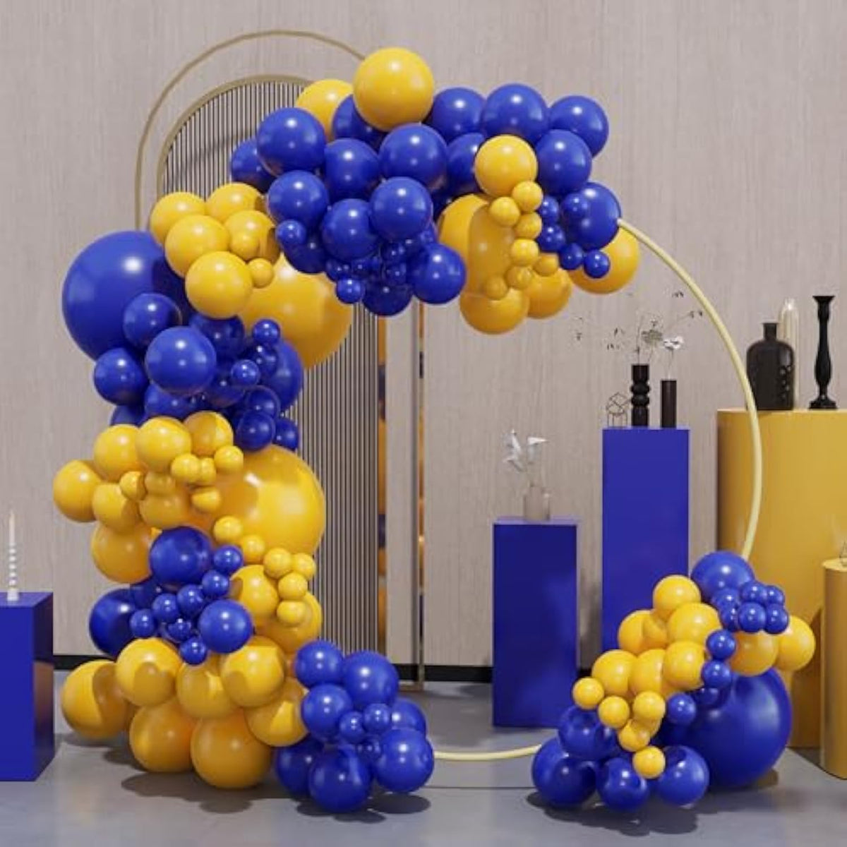 134pcs Blue Yellow Balloon Arch Kit for Baby Shower, Birthday, Graduation