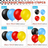 Race Car Birthday Party Balloons Arch Kit,179Pcs Race Car Party Decorations Red Yellow Black And Blue & Checkered Flag & Wheels Foil Balloon For Boys Racing Car Theme Two Fast Party Supplies