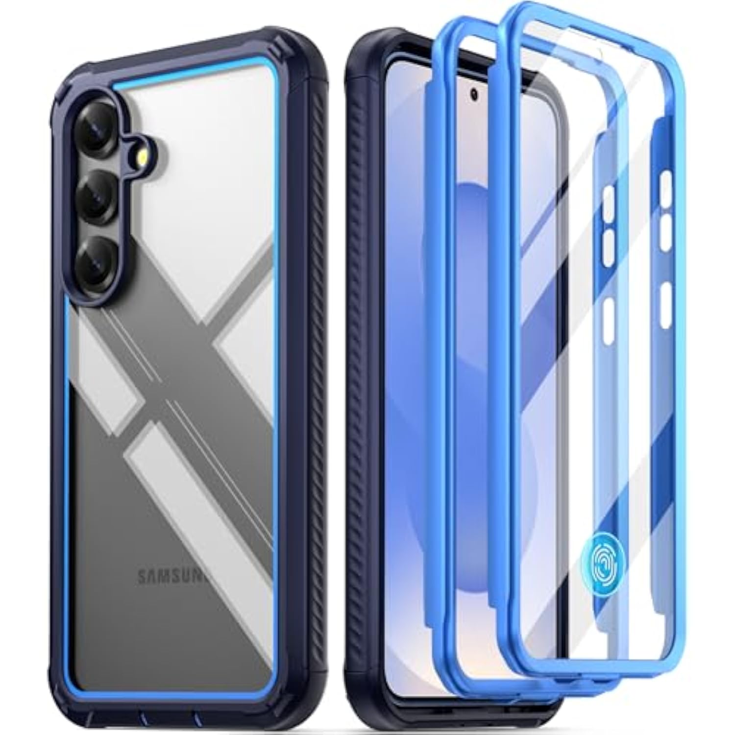 Guardian Case For Samsung Galaxy S25 5G 6.2 "(2025) [20 Ft Mil-Grade Drop Tested], Built-In Screen Protector [Work With Fingerprint Id], Full Body Rugged Shockproof Case, Blue/Clear