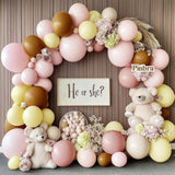 Pastel Balloon Arch Kit: Pink, Yellow, Brown, White Sand - Baby Shower Decor