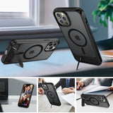 For Iphone 12 Pro Max Case With Stand, Magnetic Cases With Foldable Invisible Stand Translucent Matte Back Slim Protective Shockproof Kickstand Phone Case For Iphone 12 Pro Max 6.7", Black