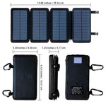 Quadrapro Solar Charger Power Bank - 5.5W 4-Panel Portable Wireless Phone Charger - Compatible With Iphone, Android, 2 Usb Port, Flashlight, Magnetic Case, Hanging Loops - Battery Backup
