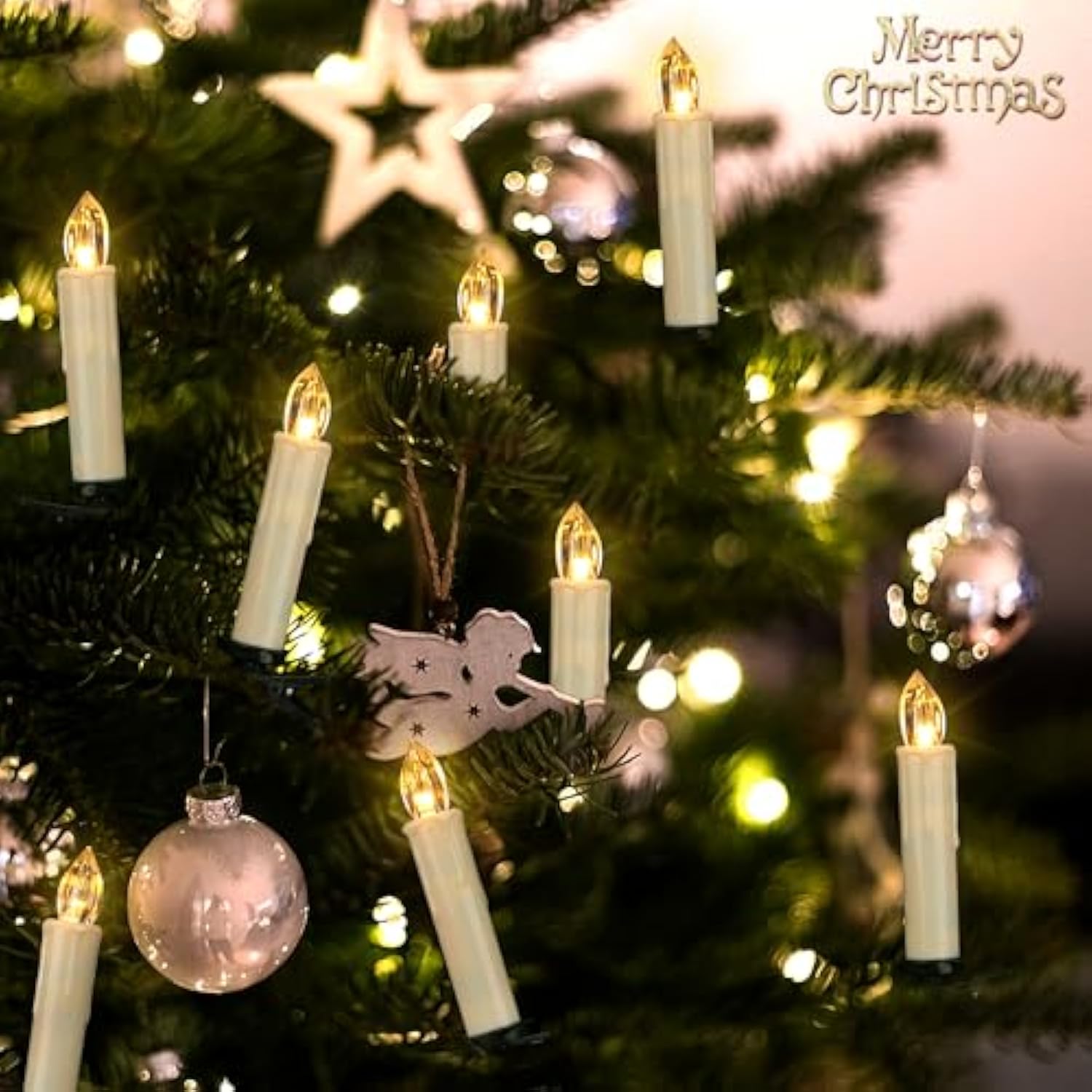 10 Pcs Led Window Flameless Taper Candle, Battery Operated Christmas Tree Candle Lights With Remote Timer, Flickering Tree Candles Ideal For Christmas Garden Wedding Birthday Party Decoration