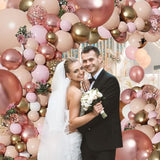 Rose Gold Pink Balloon Garland Kit, Pastel Pink Gold Metallic Nude White Balloons Rose Gold Confetti Balloons For Bridal Shower Wedding Girl Birthday Baby Shower Princess Party Decorations…