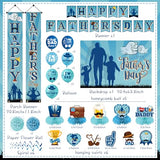 Fathers Day Decorations - Blue Happy Father’s Day Party Supplies with Banner,Backdrop,Porch Sign,Honeycomb Centerpiece,Best Dad Ever Decoracion Para El Dia Del Padre