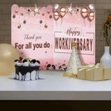 Large Happy Workiversary Card For Women, Rose Gold Pink Work Anniversary Party Decoration Gift, Giant Thank You Guest Book With Envelope, Jumbo Workiversary Greeting Card For Office Business Employee Signing