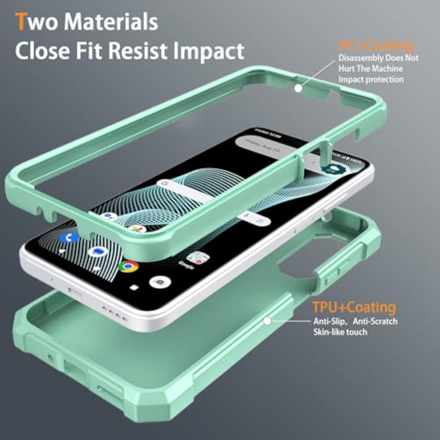 For Cricket Icon 6 Phone Case/At&T Verge Case With Tempered Glass Screen Protector,Slim Soft Silicone Full-Body Protective Cover (Cricket Icon 6, Green)