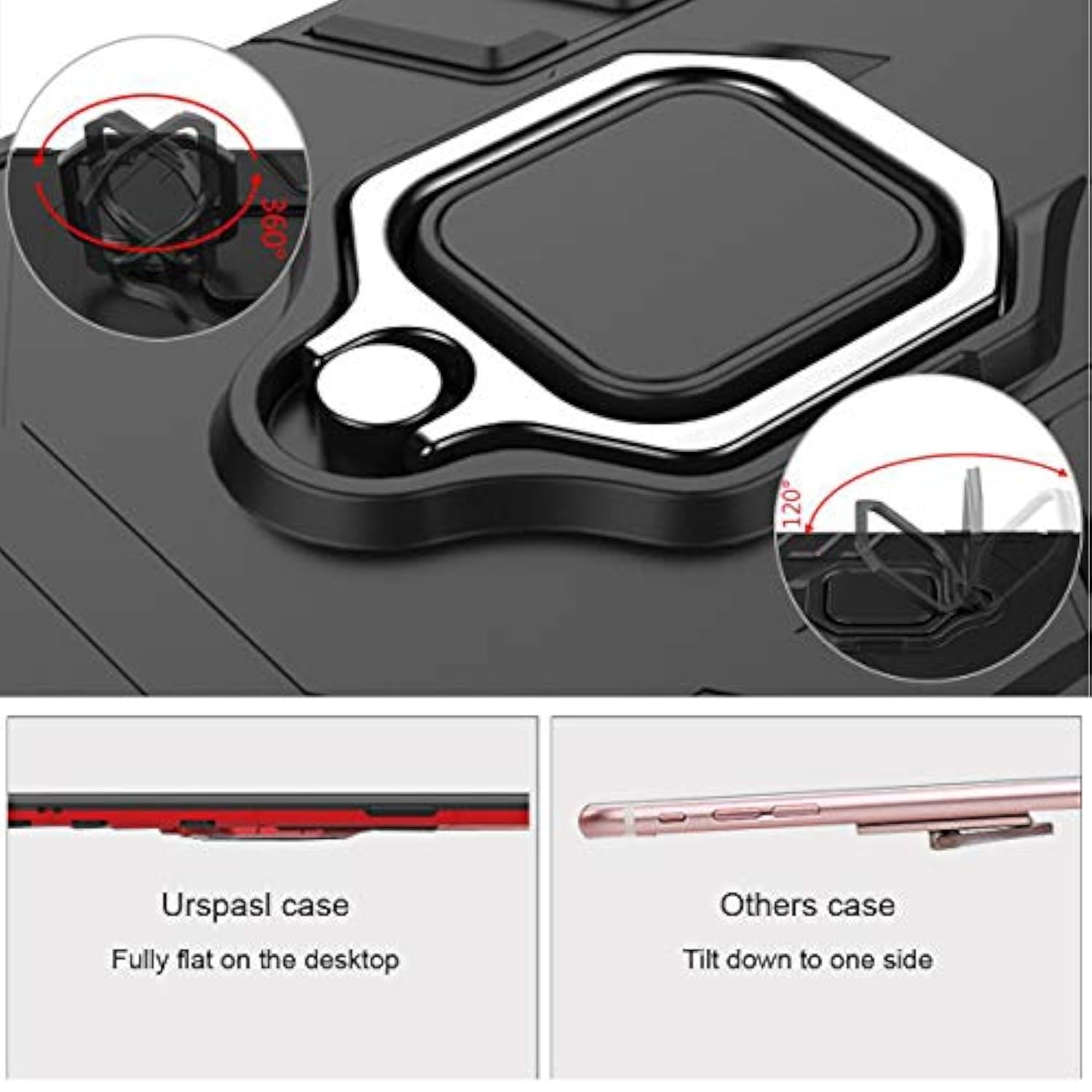 Xiaomi Redmi Note 10 5G Case (Not Note 10 4G) with 360° Degree Ring Holder Kickstand