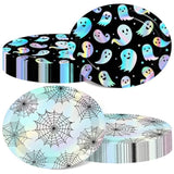Halloween Plates 50pcs Iridescent Black Silver Ghost Spider Web Party Supplies Decorations