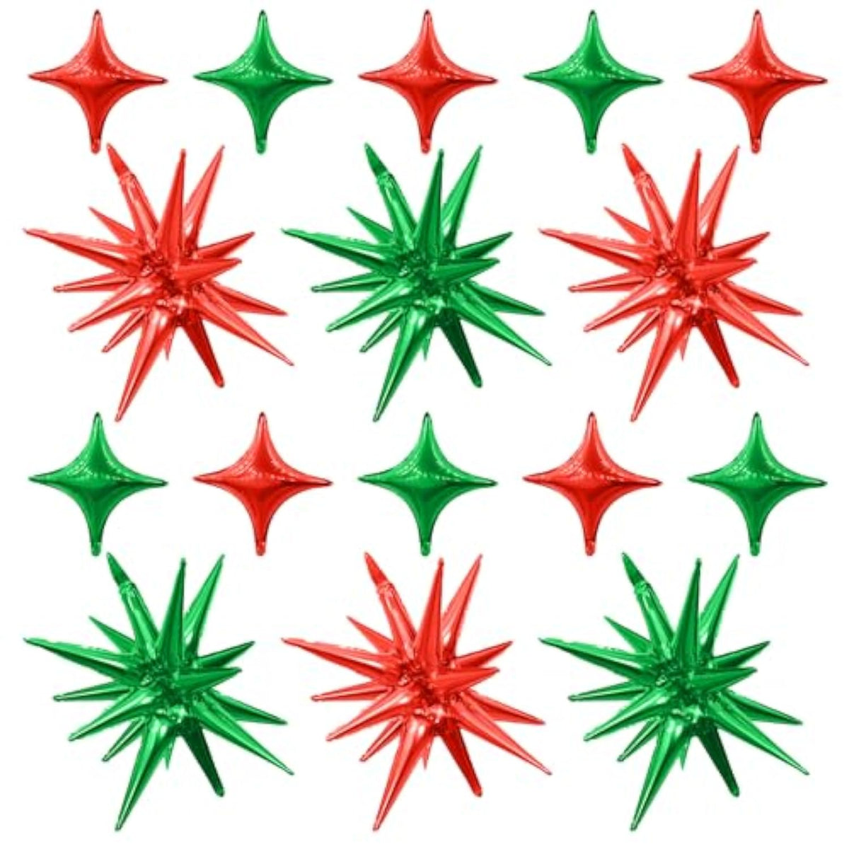 Red Green Star Balloon Kit 6 Large 10 Small Foil Balloons Party Decor
