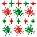 Red Green Star Balloon Kit 6 Large 10 Small Foil Balloons Party Decor