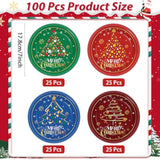 100 Pcs Christmas Tree Paper Plates Party Decorations Xmas Winter Plates 7Inch Disposable Merry Christmas Red Green Blue Snowflake Dinner Plates Tableware Set For Holiday New Year Party Supplies