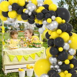 Yellow And Black Balloon Garland Arch Kit, 132Pcs Black Yellow Balloons Metallic Silver Balloons For Spring Lemon Daisy Honeybee Sun Birthday Wedding Baby Shower Anniversary Engagement Decorations