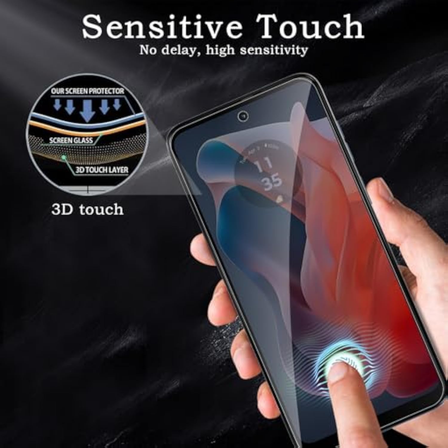 Privacy Screen Protector For Motorola Moto G Play 2024, Shatterproof Tempered Glass Accessories, Tempered Glass Film, Case Friendly Ultra Resistant 9H Hardness Anti-Glare Hd Black -3 Pack