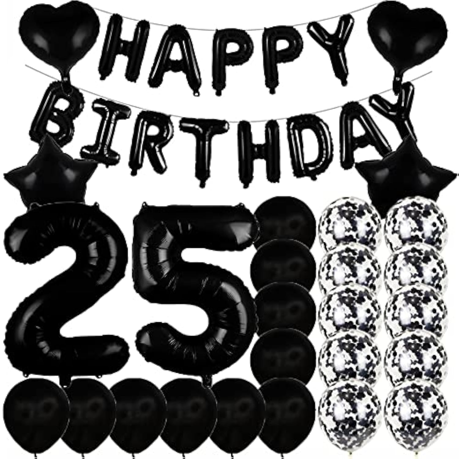 Sweet 25Th Birthday Decorations Party Supplies,Black Number 25 Balloons,25Th Foil Mylar Balloons Latex Balloon Decoration,Great 25Th Birthday For Girls,Women,Men,Photo Props