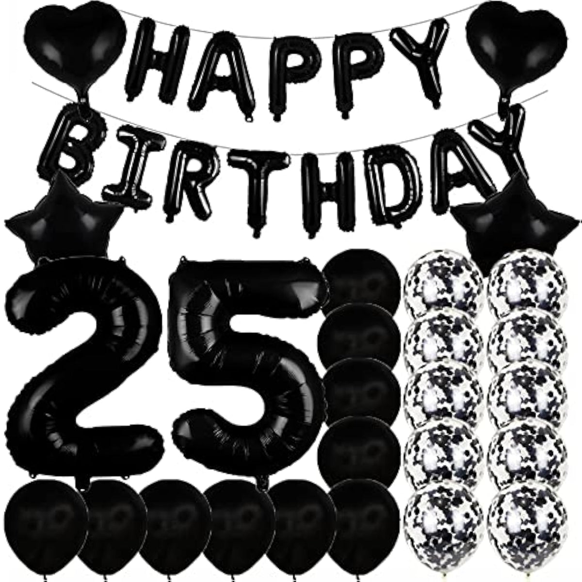 Sweet 25Th Birthday Decorations Party Supplies,Black Number 25 Balloons,25Th Foil Mylar Balloons Latex Balloon Decoration,Great 25Th Birthday For Girls,Women,Men,Photo Props