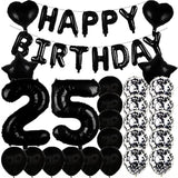 Sweet 25Th Birthday Decorations Party Supplies,Black Number 25 Balloons,25Th Foil Mylar Balloons Latex Balloon Decoration,Great 25Th Birthday For Girls,Women,Men,Photo Props